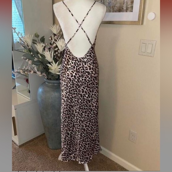 Vintage Y2K 100% Silk Leopard Print Dress Silk Slip Dress Silk Dress Cheetah - Picture 10 of 11